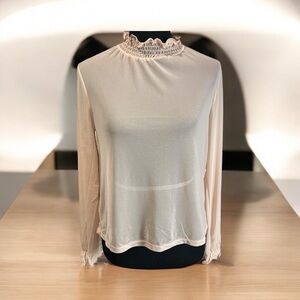 DOLLS KILL “NOT HOLDING BACK” SHEER LONG SLEEVE TOP – SIZE M